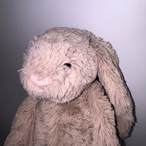 Jellycat Bashful Bunny Gray Fur Plush White Tail Fresh and Clean 11" Tall - Picture 2 of 13